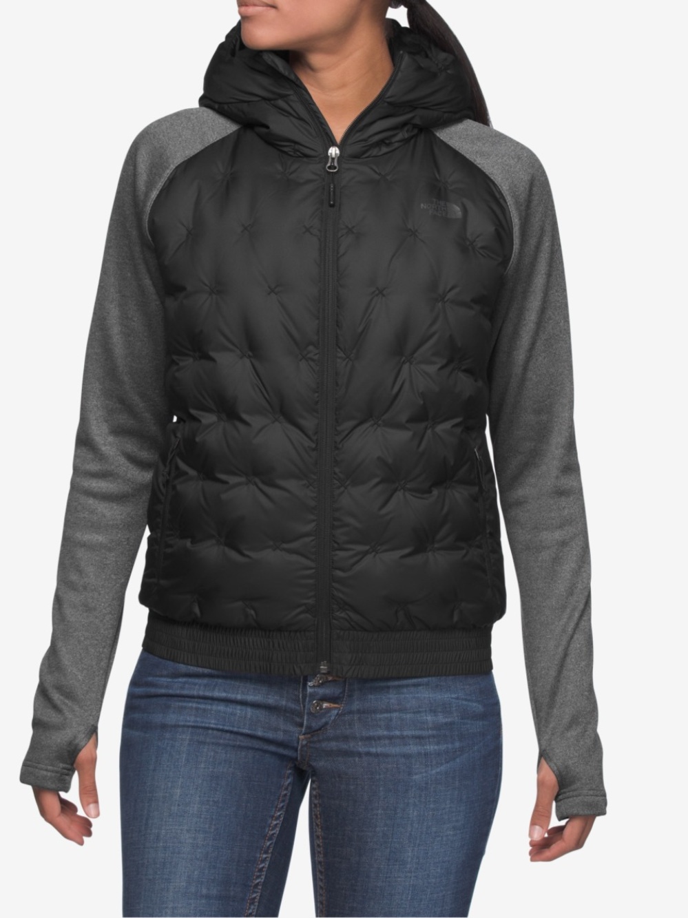 The North Face Women’s Mashed Up Bomber Down Jacket Black Gray Size Large